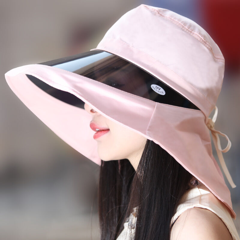 Shenhelun Summer Women's UV Mirror Big Brim Sun Hat Face Covering Neck Guard Sun Hat Waterproof Sun Protection UV Protection Korean Style