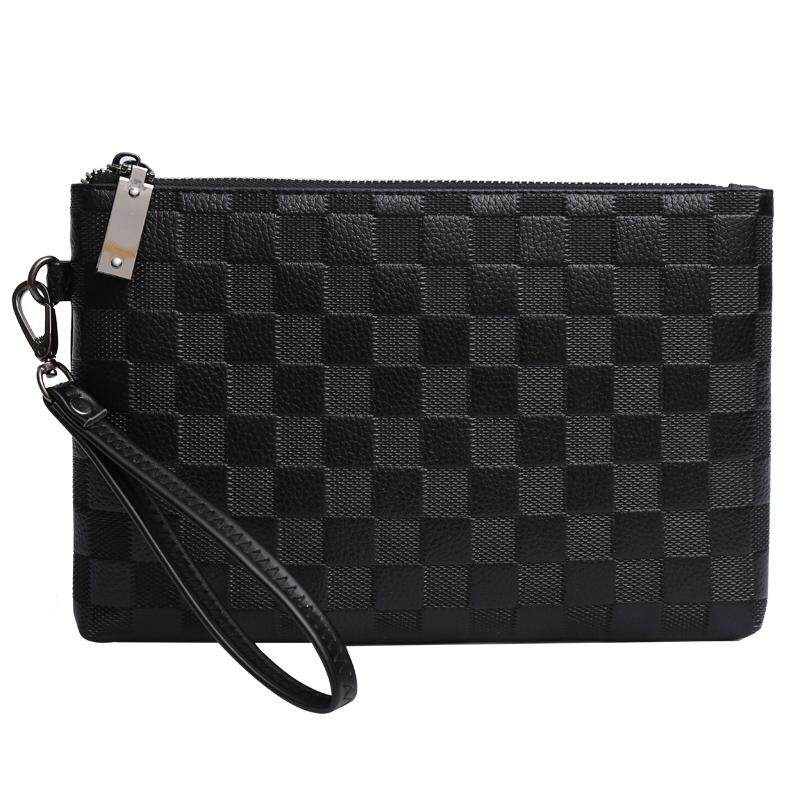 Men's Black Casual Clutch Bag Business Zippered Envelope Fashion Hand Bag