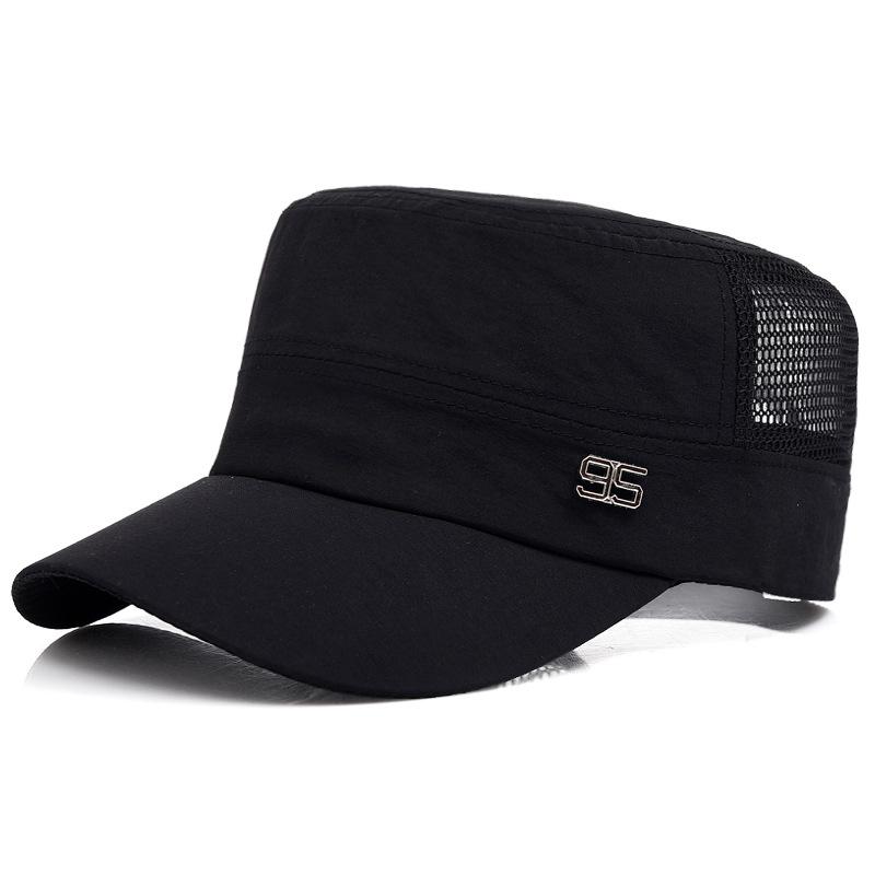 Flat Top Hat Men's Summer Outdoor Sunscreen Military Cap Mesh Breathable Quick-drying Sun Hat for Men