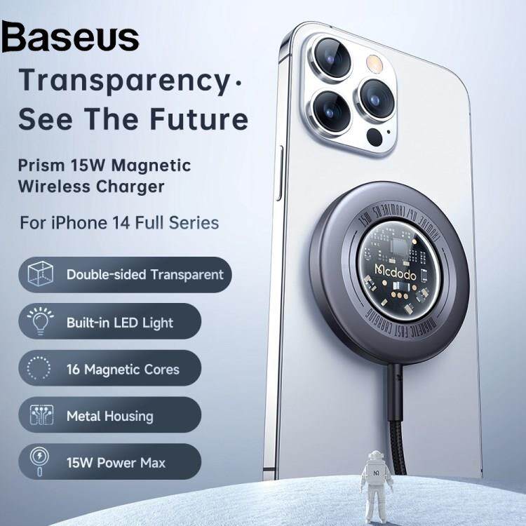 Baseus MCDODO CH-2330 MDD Prism Series 15W Transparent Magnetic Wireless Charger Phone Charging Pad
