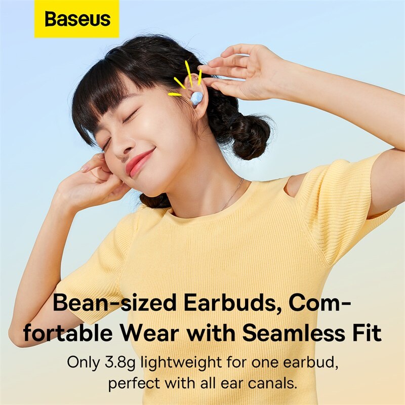 Baseus WM02 Wireless Earphones TWS Bluetooth 5.3 Headphones, Mini and compact Comfortable wear, 25 hours Long Battery Life