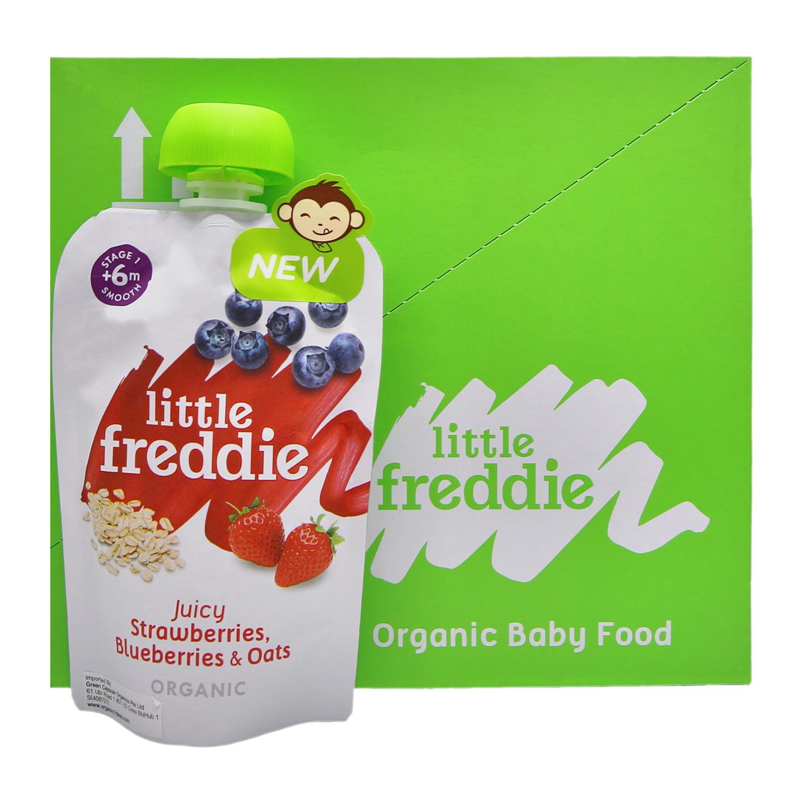 Organic Little Freddie Juicy Strawberries, Blueberries & Oats INNER BOX (100g x 6)