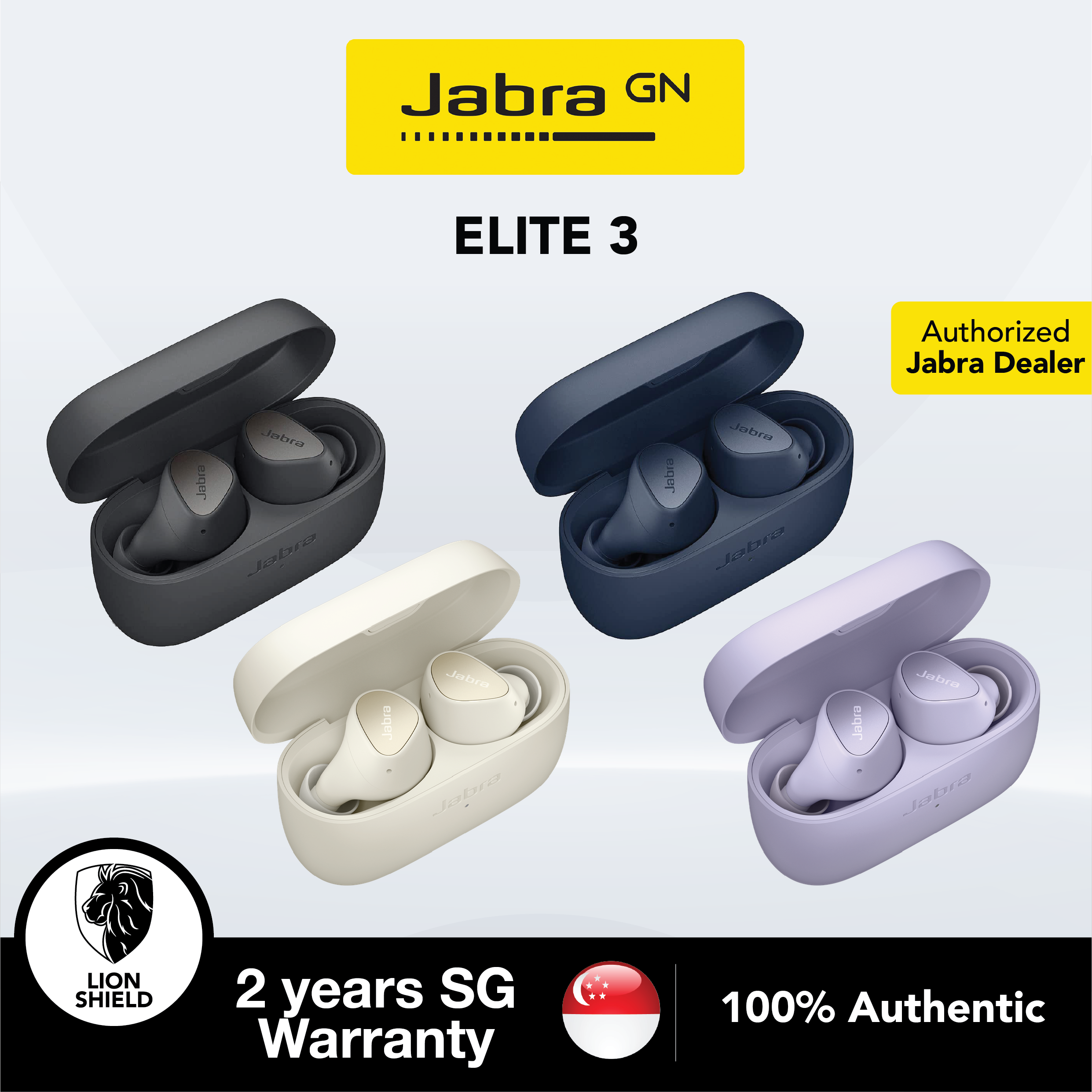 [SG] Jabra Elite 3 True Wireless Earbuds with Wireless Charging Enabled Case, Noise Isolation Buds with 28 Hours of Battery Time