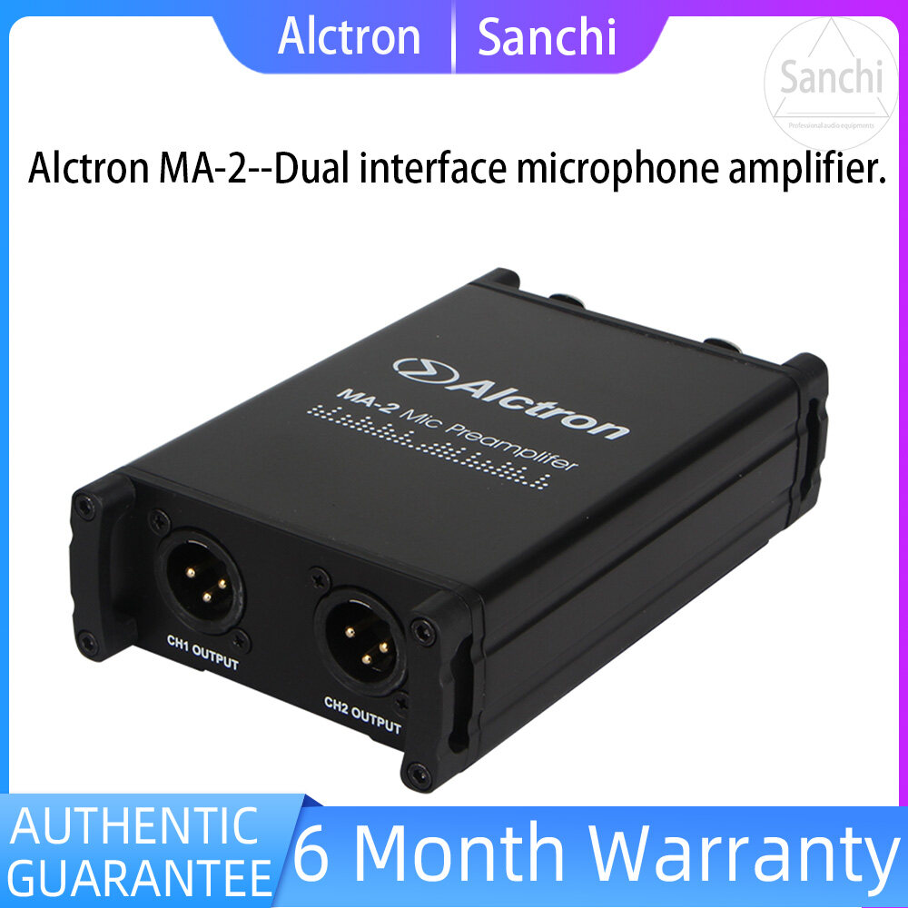 Sanchi Alctron MA-2 Professional Mic Preamplifier Dual-Channel Mic Amp for Ribbon and Dynamic Microphone
