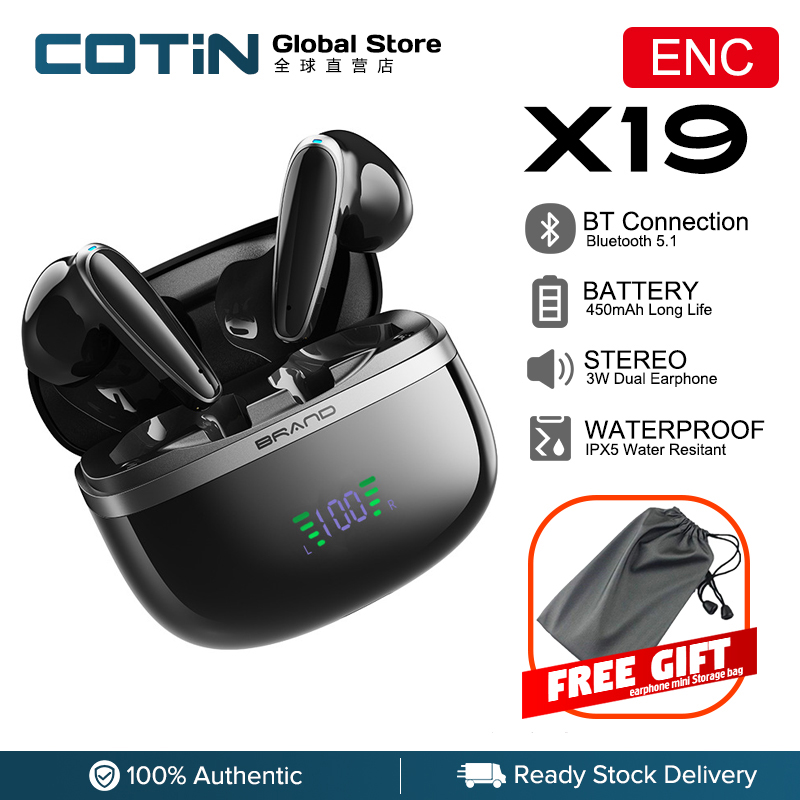 【Hot 2022 NEW】COTIN X19 Bluetooth Headphones Touch Control ture Wireless Earbuds Built-in Microphone Sport Earphones Game Headset high-Grade in-Ear Headset for Android iOS TV Pad Gaming Computer Lapto