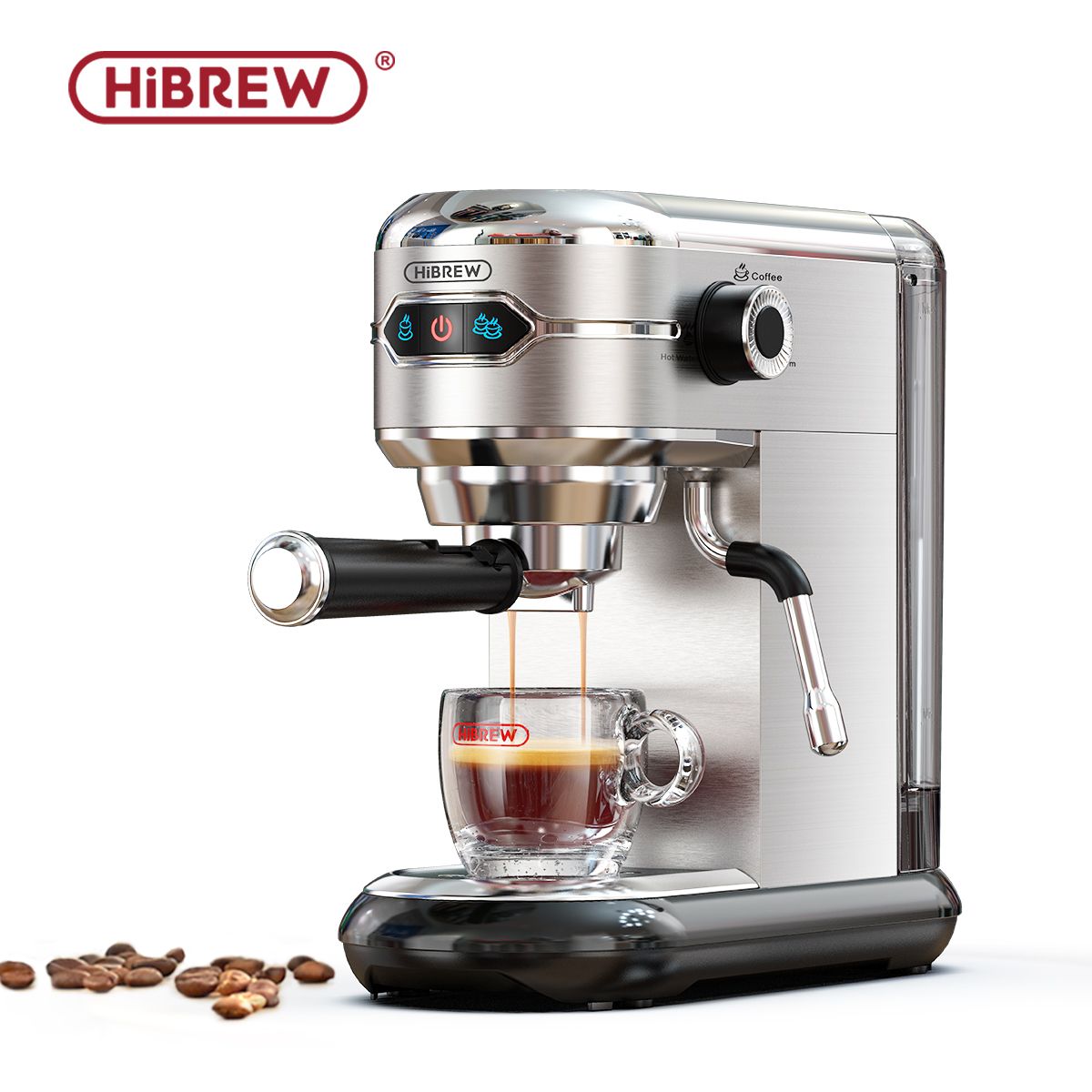HiBREW Espresso Machine ｜19 Bar Expresso Coffee Machine with Milk Frother Wand for Cappuccino&Latte Coffee Maker ｜Compact Design (1450W) H11