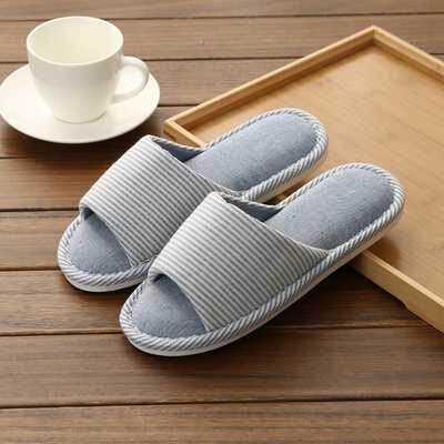 2021 ▶IN STOCK Muji slippers good product home anti-skid men and women couples summer spring and autumn wooden floor summer indoor linen cotton slippers