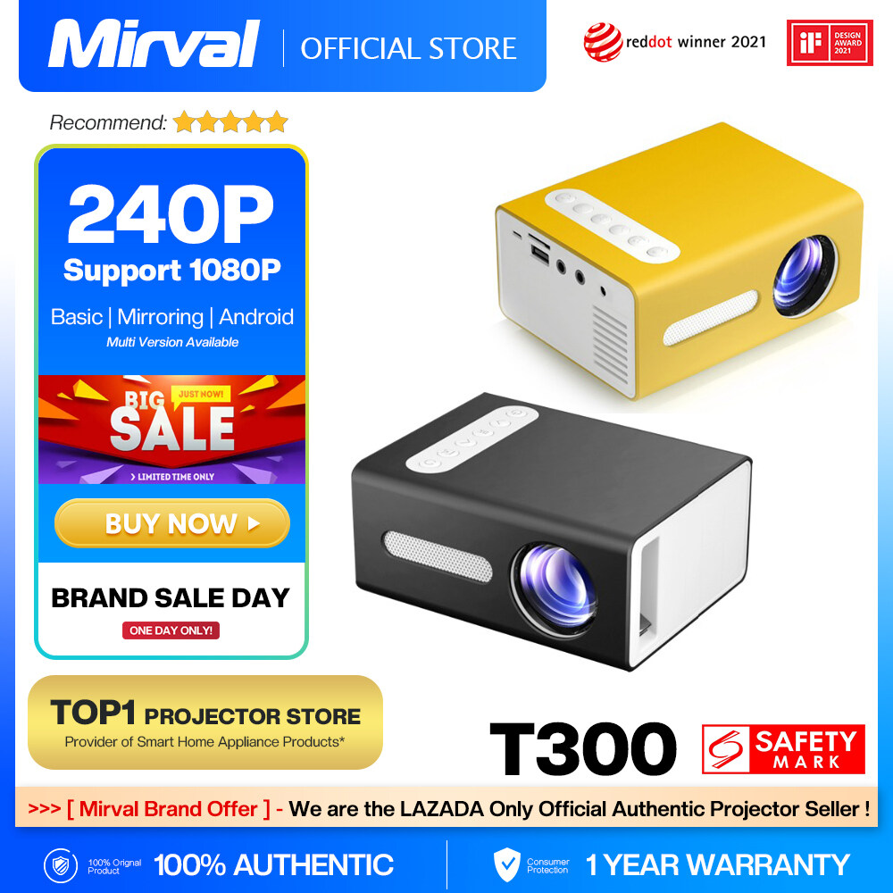 Mirval T300 LED Portable Mini Projector WiFi Wireless Mirroring For Phone LCD HD Home Support HDMI USB Personal Cinema Projectors