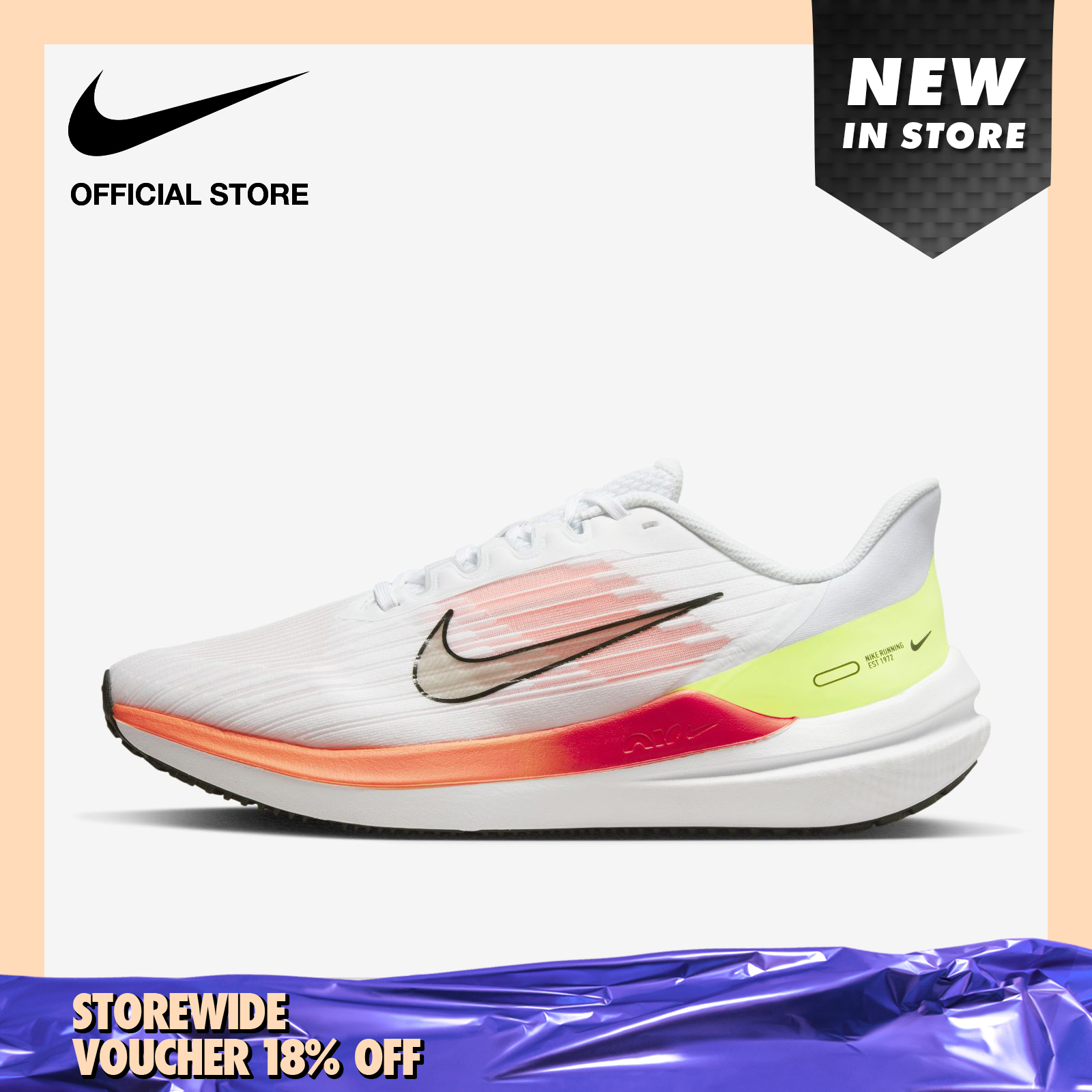 Nike Men's AIR Winflo 9 Road Running Shoes - White