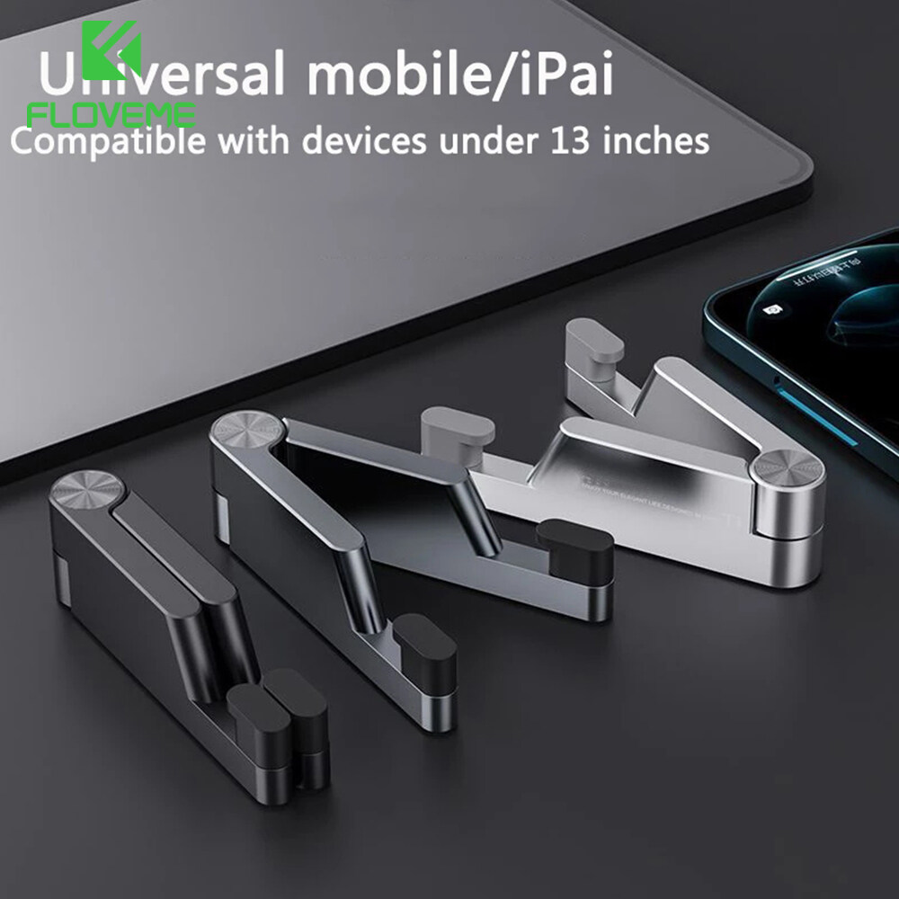 FLOVEME Universal Mini Size Aluminum Portable Folding Phone Desk Mount Holder Bracket Mobile Phone Cradle Foldable Stand For ipad iphone 14 13 Pro Max Samsung S22 Ultra