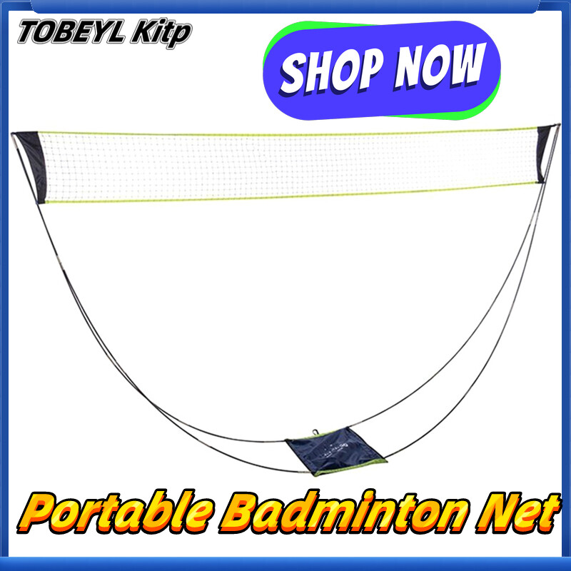 【Ready Stock】[Big Discount] KIKILIVE Portable Badminton Net Set With Stand Carry Bag Folding Volleyball Tennis Badminton Net – Easy Setup For Outdoor/Indoor Court, Backyard, No Tools Or Stakes Require