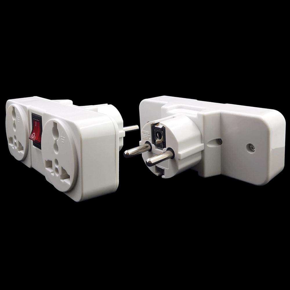White Copper 250V 10A Universal Adaptor Socket Portable 2 Way Outlet Extend EU US UK Converter Plug With on-off Power Switch