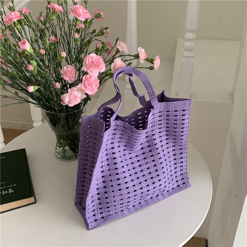 Casual Hollow Knitted Large Tote Bag Crochet Women Handbags Handmade Woven Summer Beach Bags Big Shopper Purses 2022 Female Bag