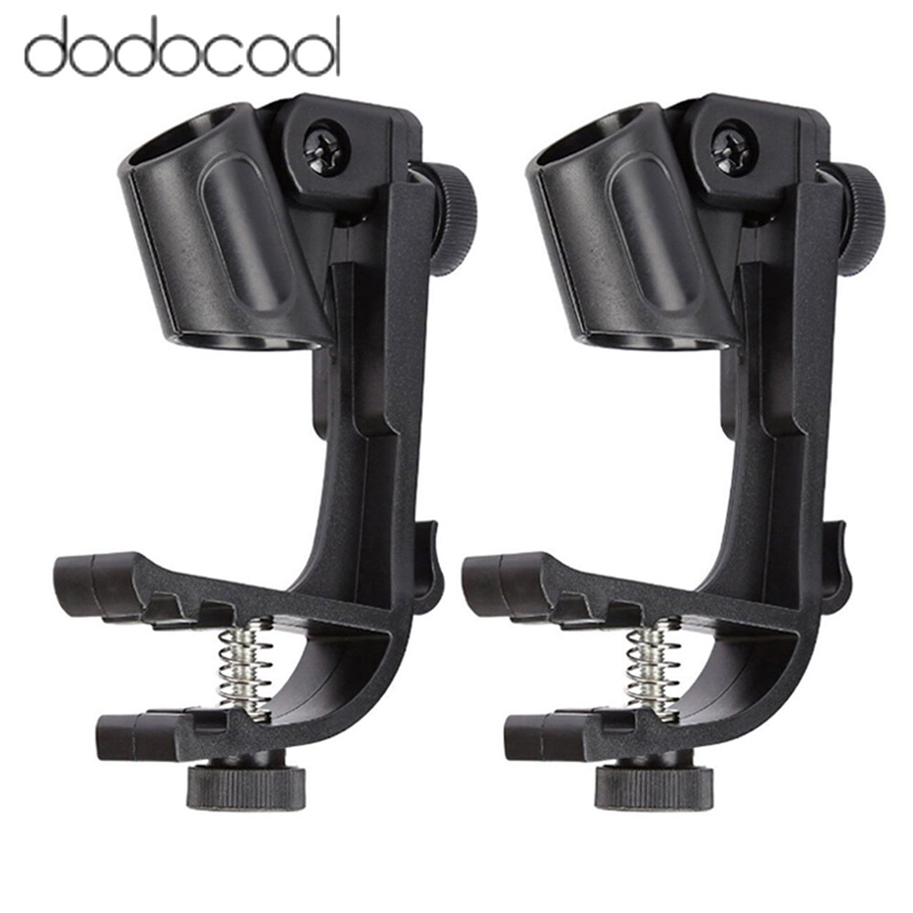 dodocool 2Pcs Drum Microphone Clips Drum Adjustable Microphone Holder Drum Hoop Rim Mount Shock Mount