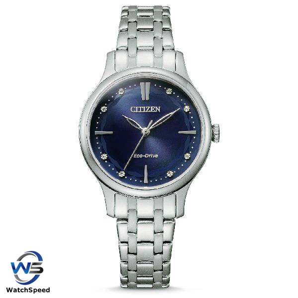 Citizen Eco-Drive EM0890-85L EM0890 Blue Analog Stainless Steel Solar Ladies Watch