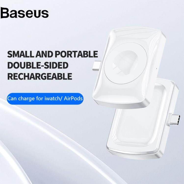 Baseus JJT-997 2 in 1 Watch Wireless Charger Type-C Double-sided Wireless Charging Dock for Apple Watch 1-7/SE Series/AirPods 2/3/Pro
