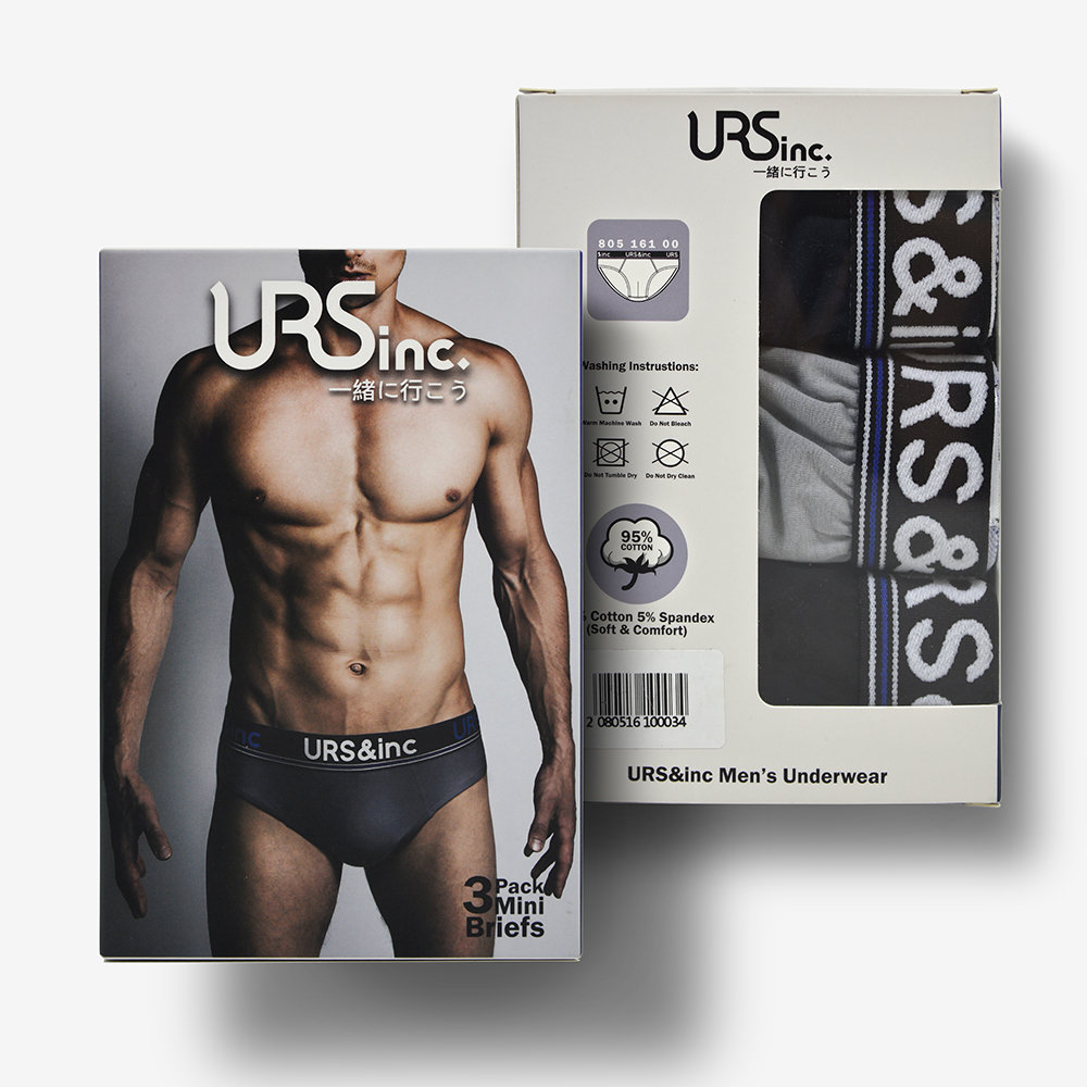 URS & inc Mens 3-Piece Mini Briefs