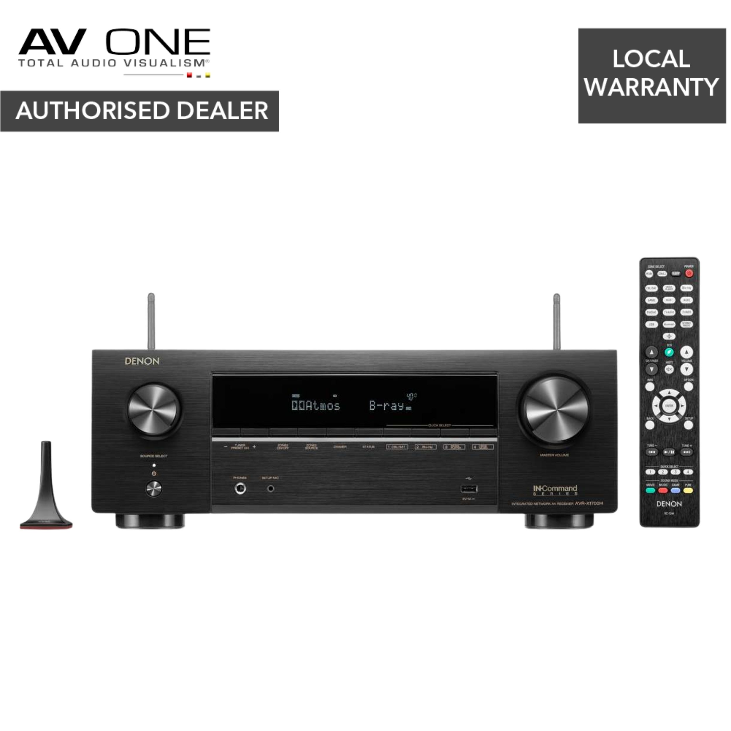 Denon AVR-X1700H 7.2 Ch. 8K AV Receiver w/ 3D Audio, Voice Control & HEOS Built in - AV One Authorized Dealer/Official Product/Warranty