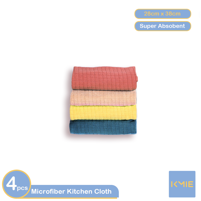 4 Pieces Pack Microfibre Kitchen Cloth All Purpose Towel Easy Wash Super Absorbent Easy Clean and Dry Soft Antibacterial Home Kitchen Bathroom Mirror Glass Family Use