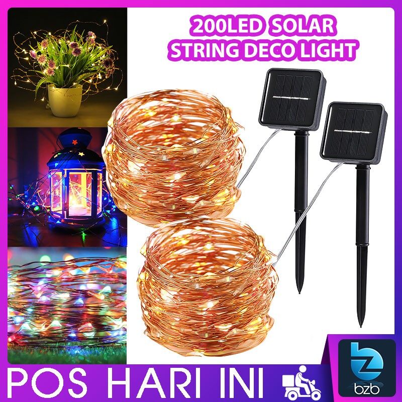 ??【Readystock】 + FREE Shipping?? READY STOCK100/200 LED Solar Powered Twinkle Starry String Copper Wire Light 8 Modes Fairy DIY Outdoor Festive Party