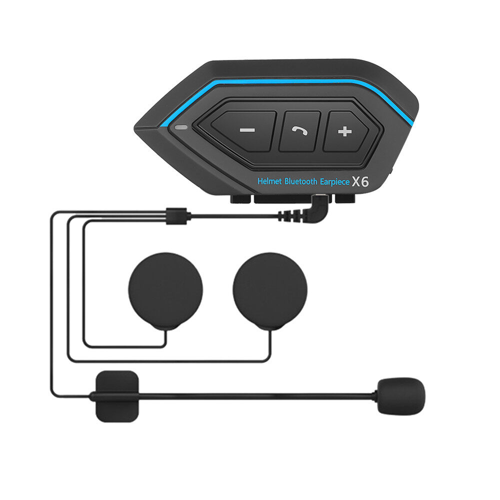 X6 Motorcycle Helmet Headset BT5.0 Interphone Bluetooth Stereo MP3 Speaker Waterproof(Hard Mic)