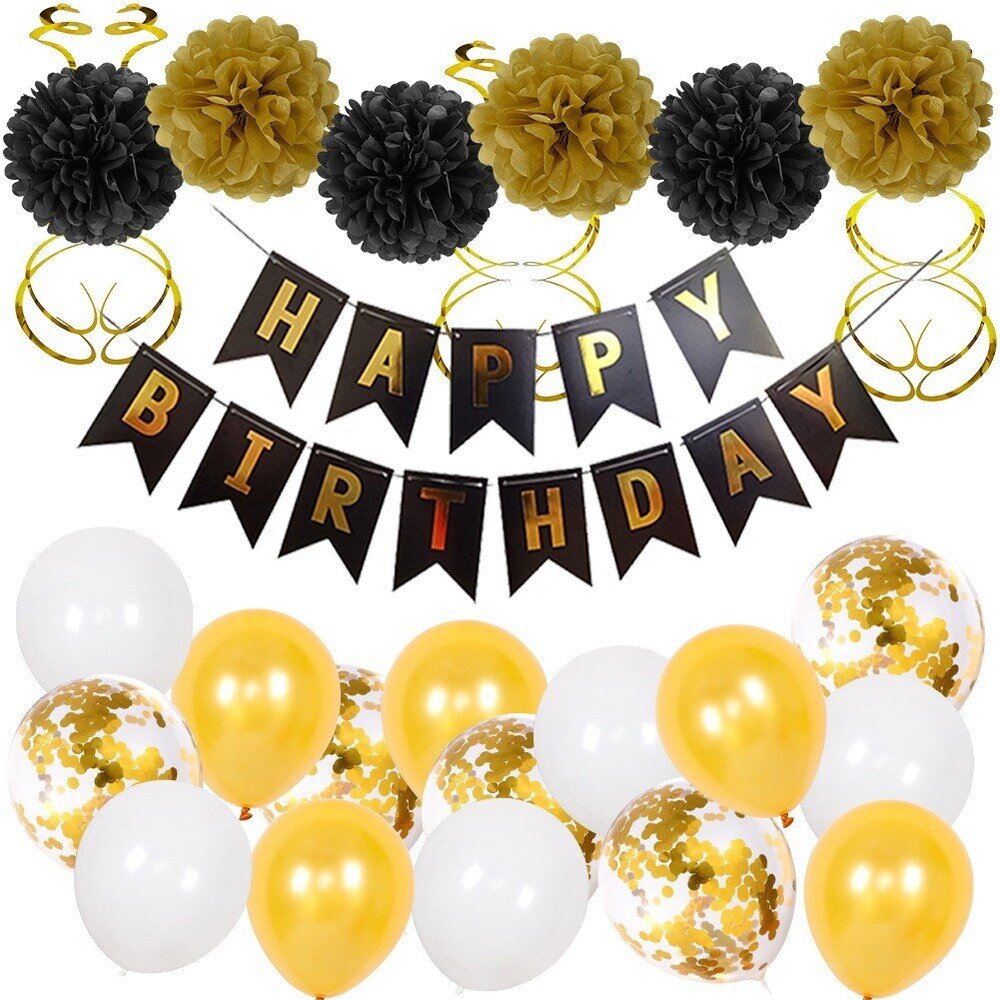 30 Pcs/set Colorful Balloons Happy Birthday Party Supplies Decoration Set Paper Flower Ball Latex Balloon Decoration