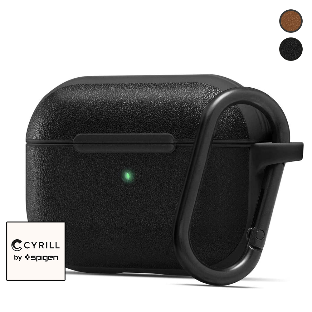 CYRILL AirPods Pro Case - LEATHER BRICK Black / Saddle Brown | Powered By Spigen