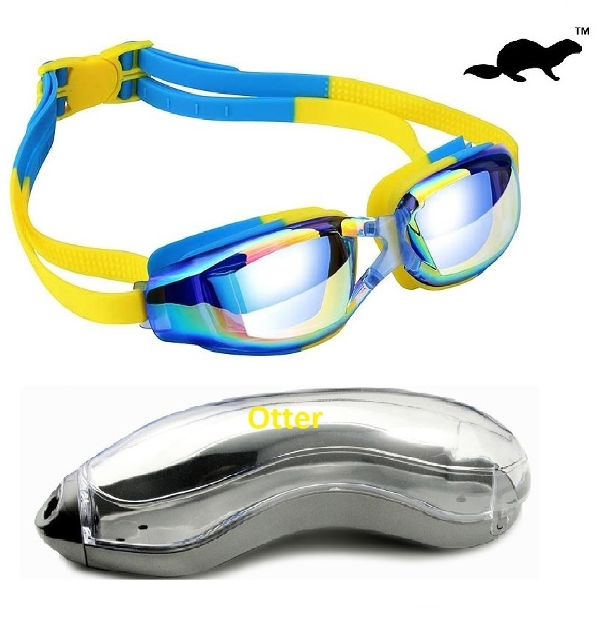Otter Kids Swim Goggles, Swim Goggles for Kids Children Swimming Goggles with Anti-Fog UV Protection No Leaking Coated Lens with Case for Boys Girls Youth Kids