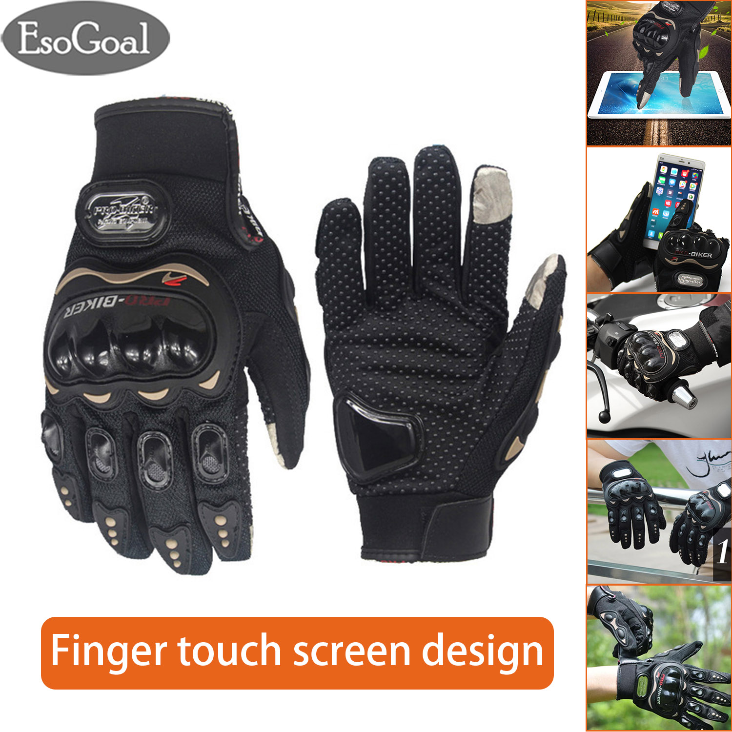 EsoGoal Motorcycle Riding Gloves Carbon Fiber Bike Motorbike Racing Riding Finger Protective Gloves Outdoor Cycling Hand Gloves
