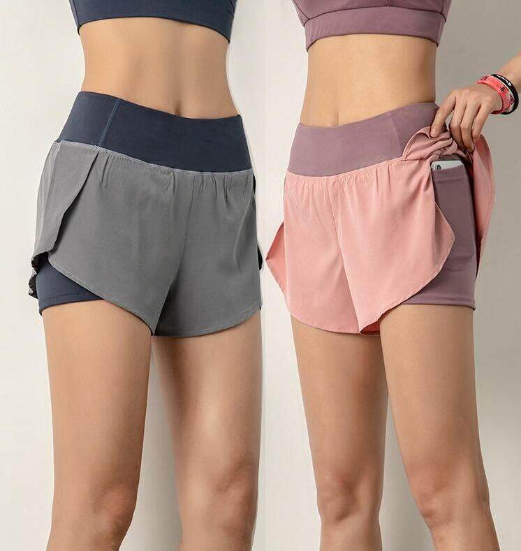 2022 Ready Stock Women Sport Pants 2 Layers Fitness Gym Safety Pants Running Short Sport Pants Quick Dry Breathable Gym Jogging Sport Shorts
