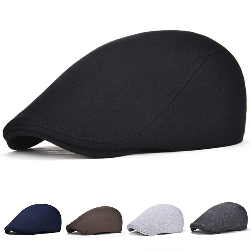 Unisex Cotton Soft Beret Flat Top Hat Driver Retro Soft Boina Casual Baker Newsboy Cap Cabbie Hat Golf Cap