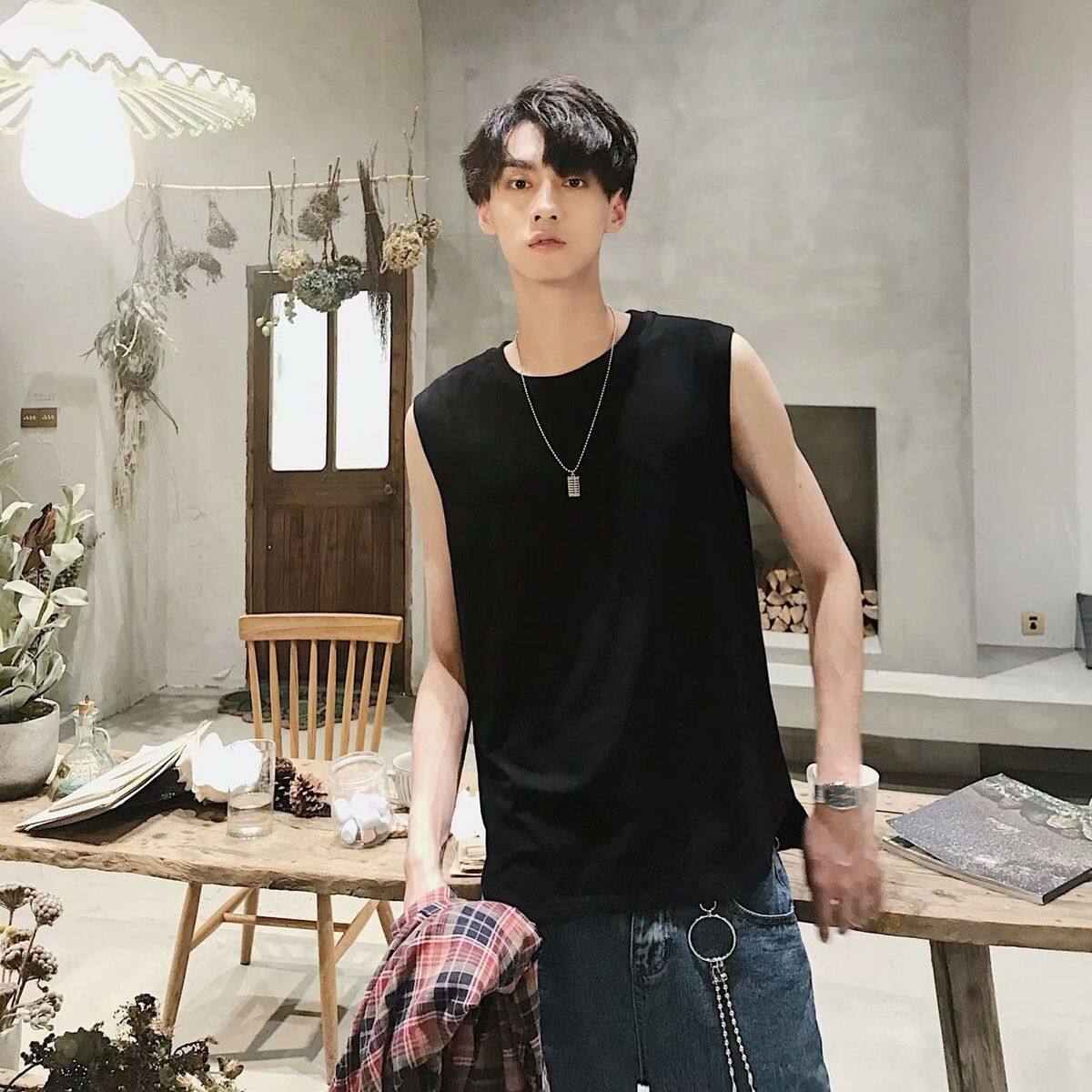 S-3XL t shirt Men Korean Style Sleeveless Fashion Tops Casual Plain Vest