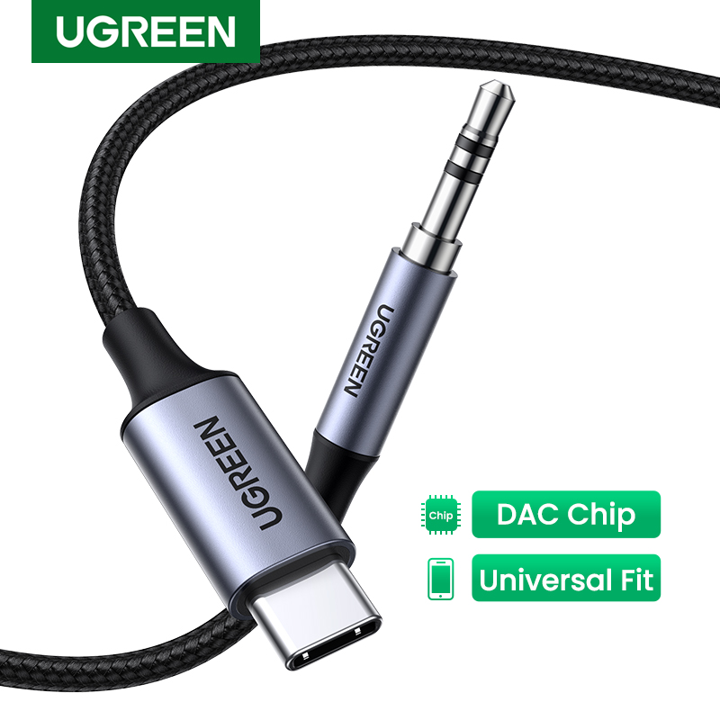 UGREEN USB C to 3.5mm Audio Adapter with DAC Chip for iPad pro 2018/2020 SAMSUNG S10 S20+ Note 10/Oneplus 7T Pro/Surface Pro 7/Xiaomi 8/9/10/MacBook Pro 2019  vivo V19 vivo v17pro Headphone Audio Adap