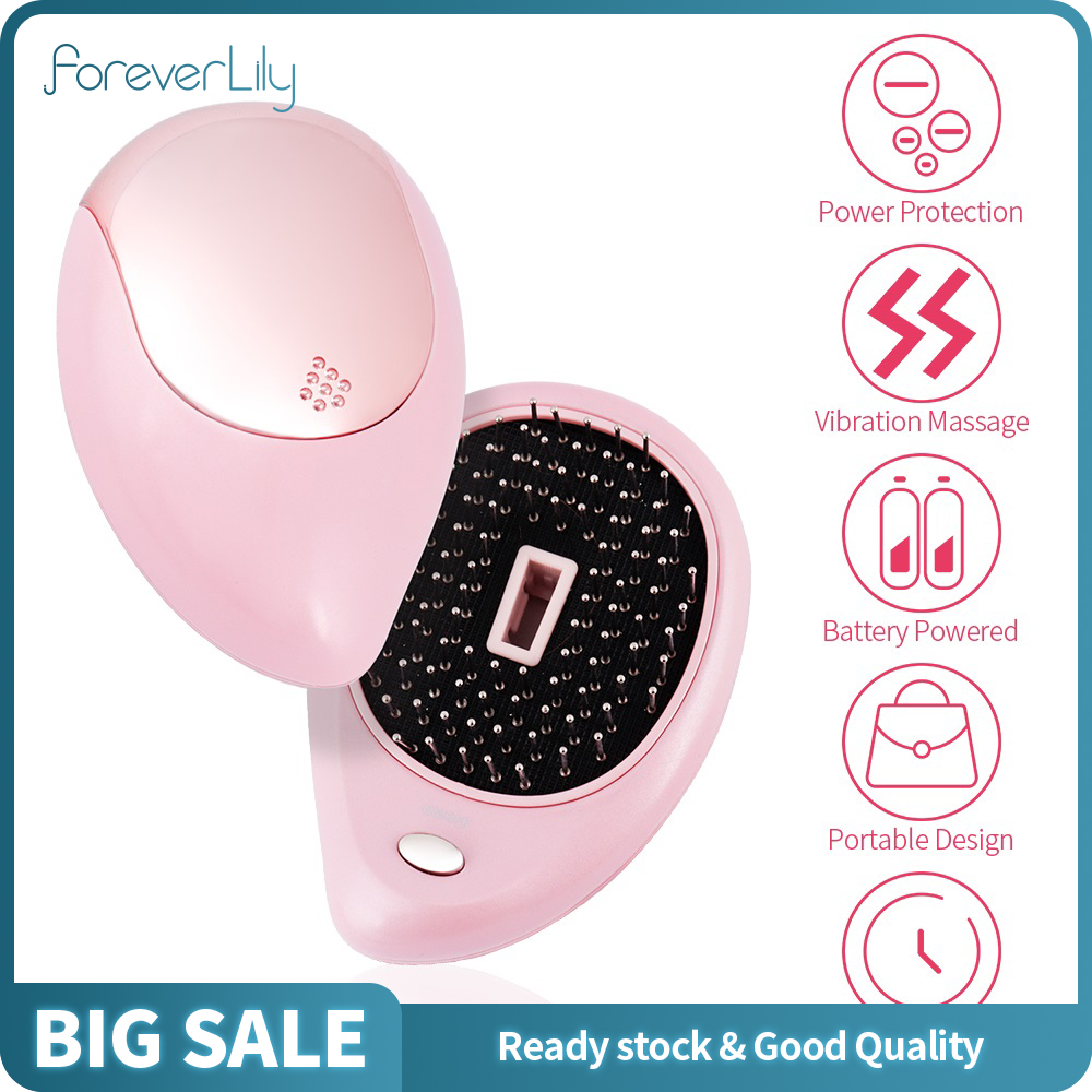 foreverlily Portable Electric Hair Ionic Brush Negative Ion Comb Anti-static Massage Hair Comb