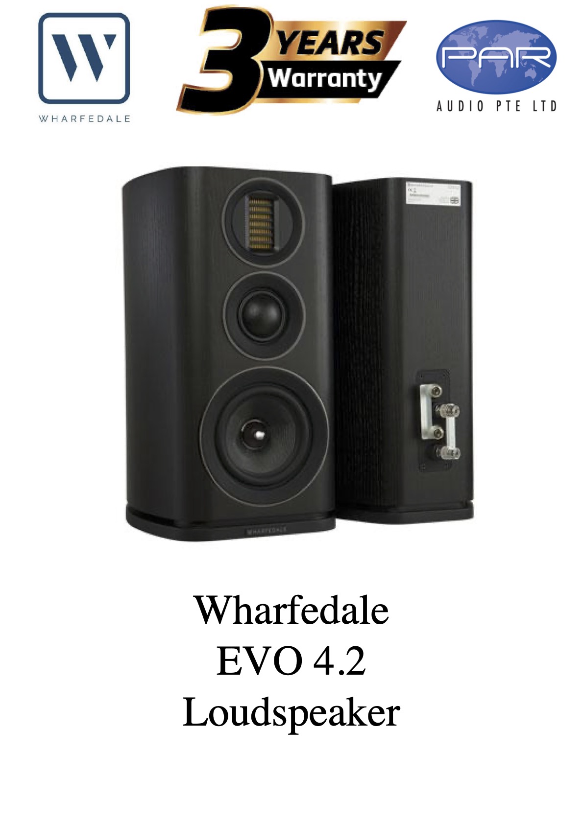 WHARFEDALE EVO 4.2 (BLACK), BOOKSHELF LOUDSPEAKER, 3 YEARS WARRANTY