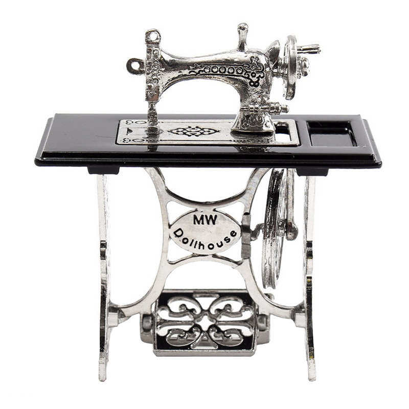Vintage Mini Sewing Machine Dollhouse Doll Cloth Model Accessories Home Furniture Crafts Home Decoration Figurines Miniatures