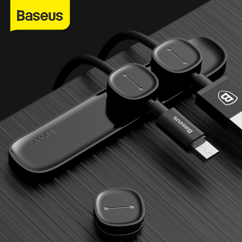 Baseus Cable Organizer Magnetic Cable Management USB Cables Holder Silicione Flexible Desktop Clips For Mouse Wire Organizer