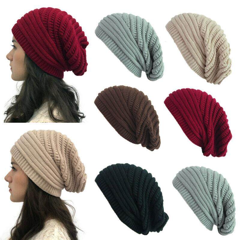 Womens Knitted Slouchy Beanie Winter Warm Casual Loose Thick Wool Beret Cap Hats