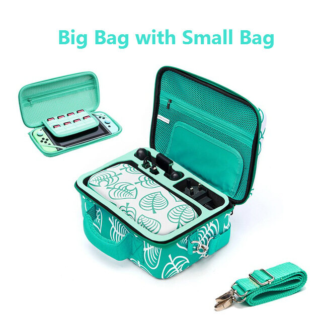 2 in 1 Animal Crossing Big Capacity Bag and Small Bag EVA Hard Carrying Storage Bag Case For NS Switch & Nintendo Switch V2 & NS Switch OLED Console Protective Shell