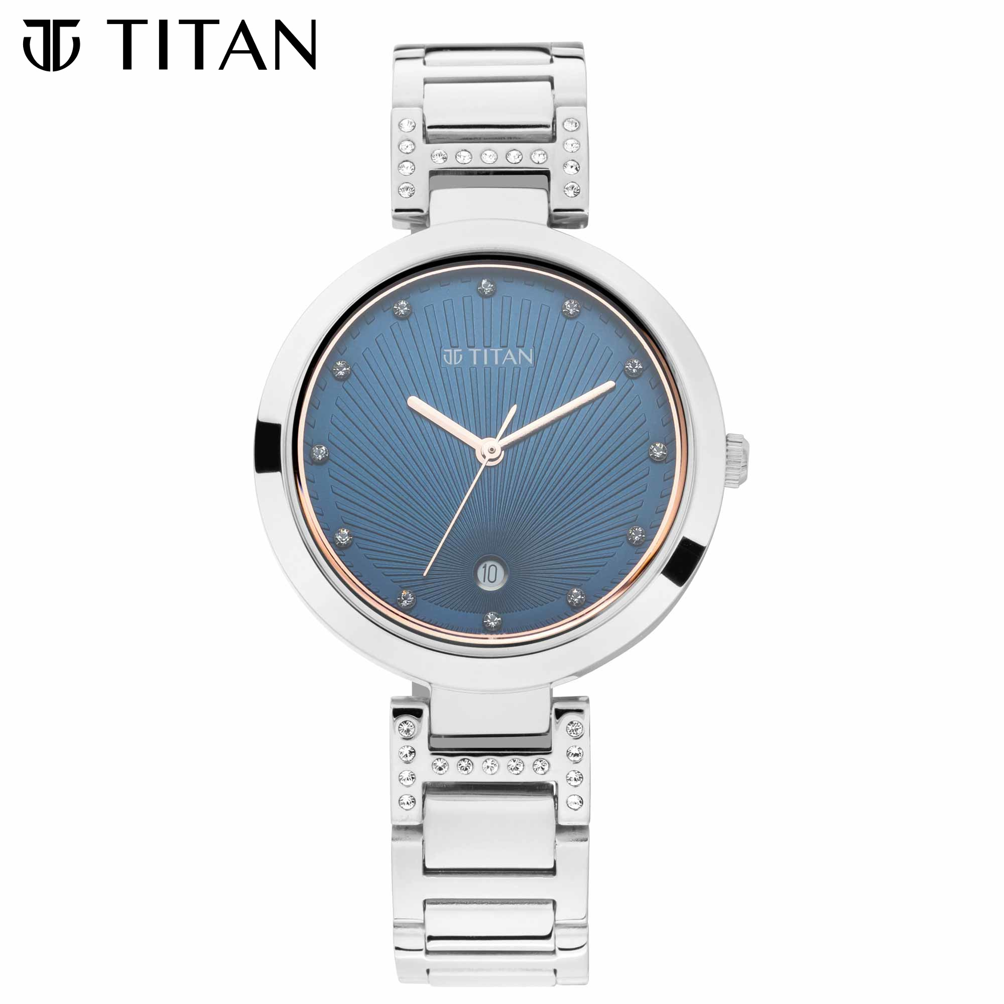 Titan Sparkle II Blue Dial Silver Stainless Steel Strap Women's Watch 2480SM11