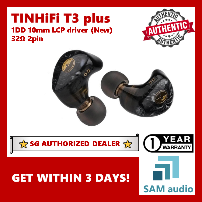 [?SG] TINHiFi T3 Plus, 10mm 1DD liquid cyrstal polymer driver 32Ω, Harman Tune, in ear earphones, Hifi Audio