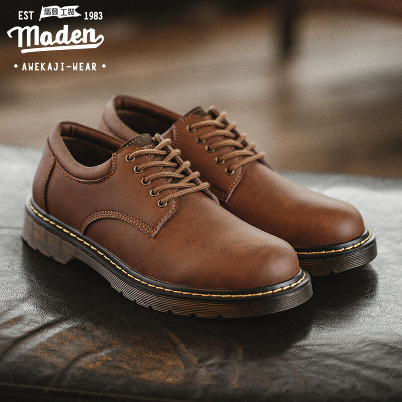 Maden brand men youth business mature men shoes autumn 2022 new stylishcasual leather shoes office interview career trend wild big head trend shoes male British style low-cut tooling shoes