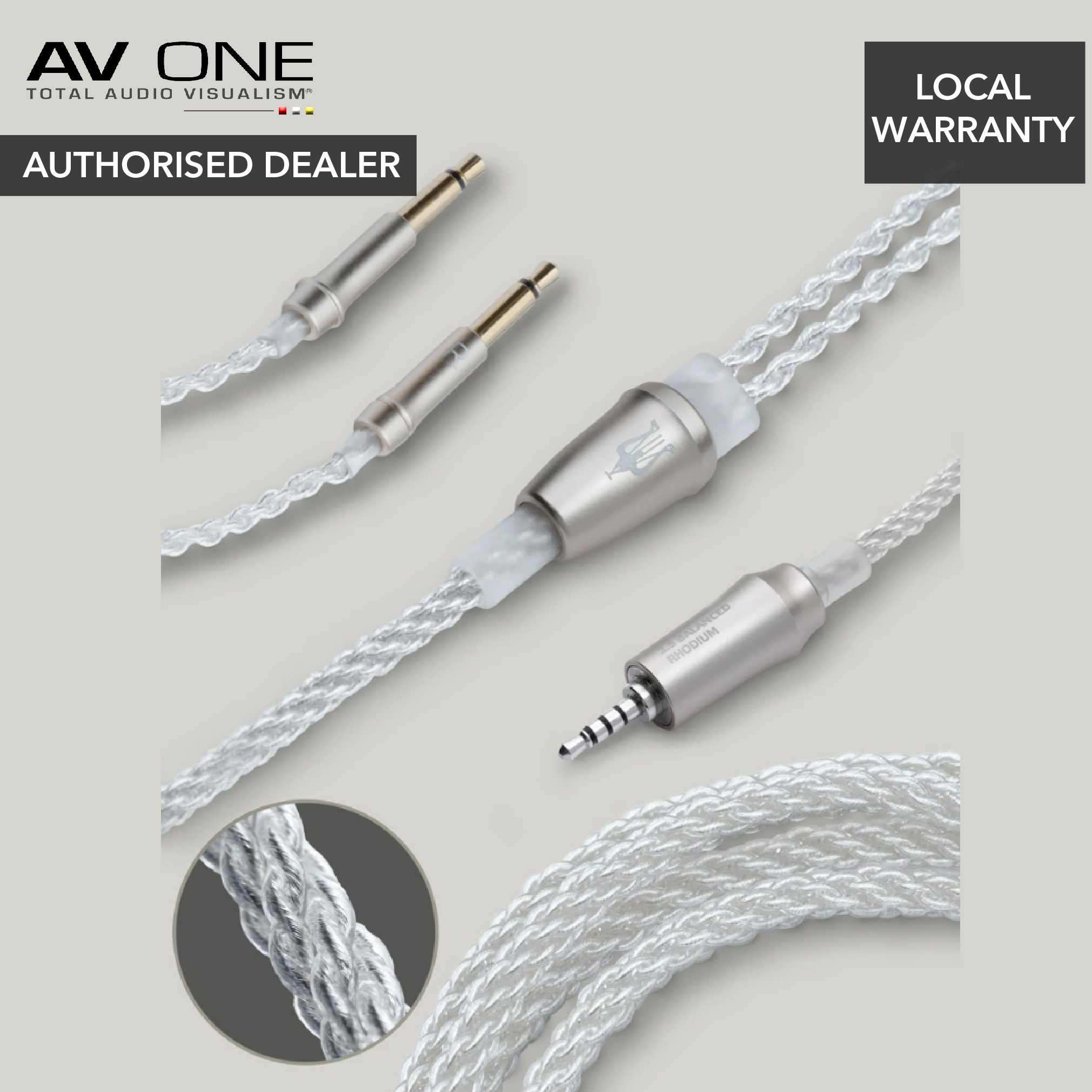 Meze Audio Mono 3.5 mm Silver-plated Upgrade Cable (4.4mm, 99 Series) - AV One Authorized Dealer/Official Product/Warranty
