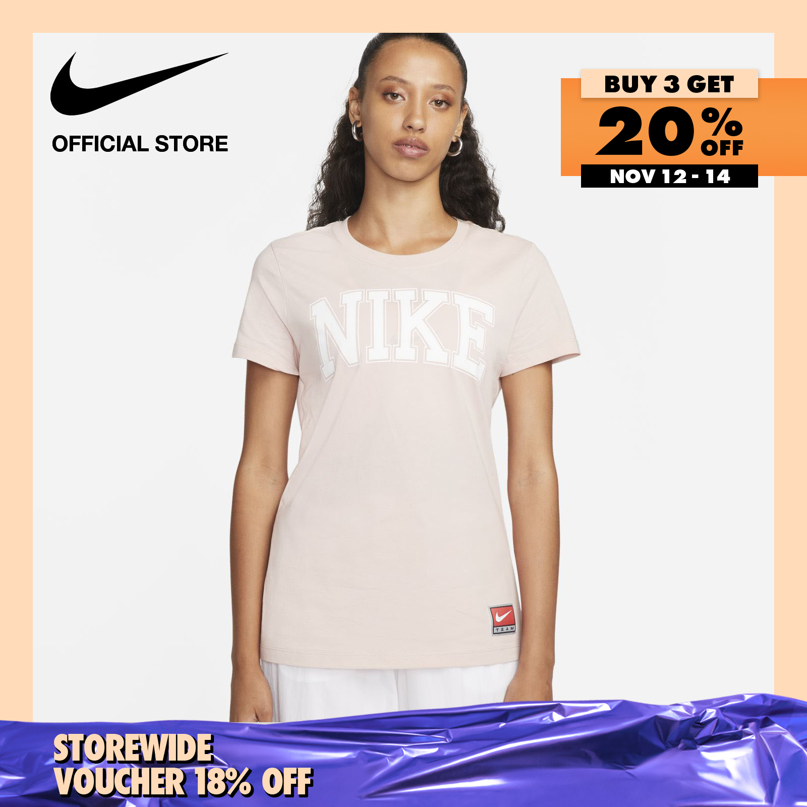 Nike Women's Sportswear Team T-Shirt - Pink Oxford