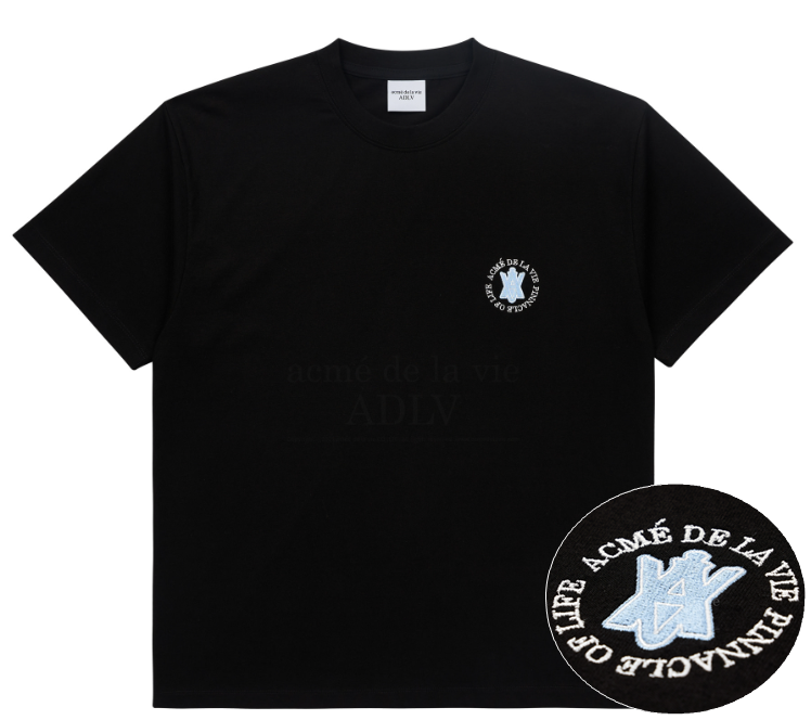 [acme de la vie] 100％ Authentic A LOGO  EMBLEM EMBROIDERY BASIC SHORT SLEEVE T-SHIRT ADLV