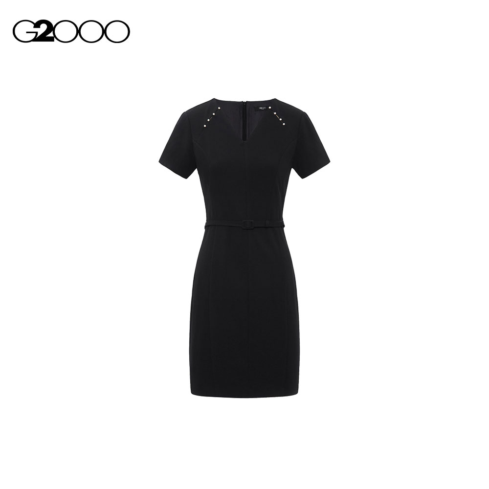 G2000 Women Crepe Knit Fitted Dress with Slit Detail