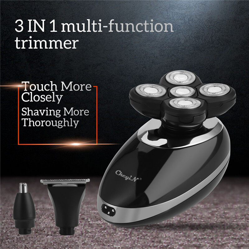 CkeyiN 3 in 1 Electric Floating Shaver Cordless Bald Head Hair Clipper Rechargeable Beard Nose Hair Trimmer Hair Clipper with 4 Limit Combs RC361