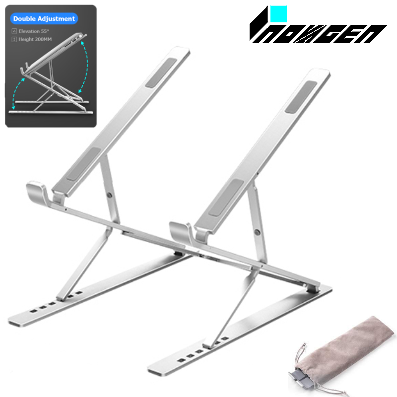 INOVAGEN Up to 310mm Double Height Adjustable Aluminum alloy laptop stand Portable Foldable Cooling design up to 17.3inch Laptop Tablet Stand