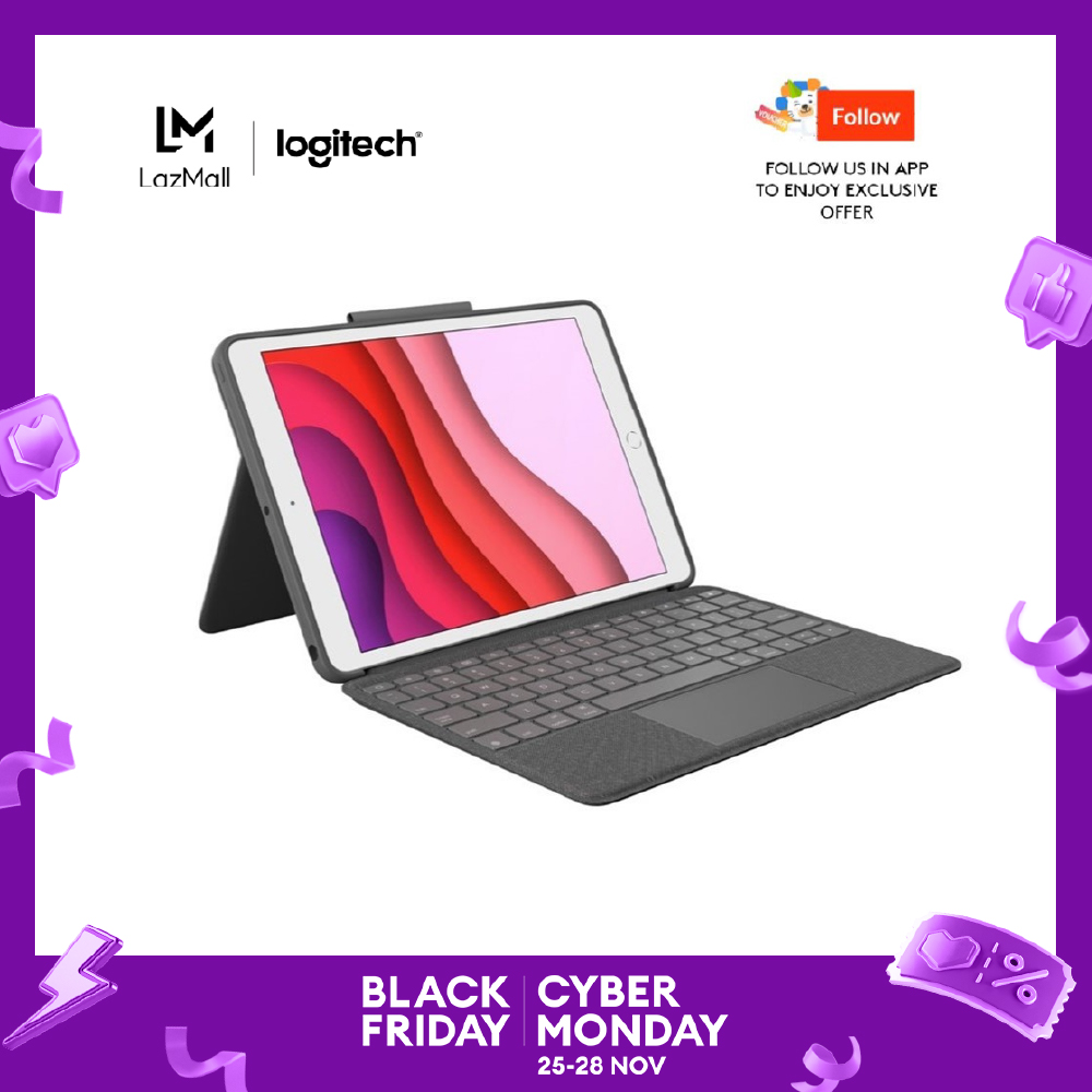 Logitech Combo Touch iPad Keyboard Case with Trackpad and Smart Connector for iPad 7th, 8th and 9th gen