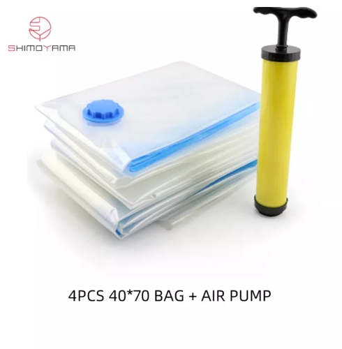 SHIMOYAMA Home Convenient Vacuum Bag Storage Organizer Transparent Clothes Organizer Seal Compressed Travel Saving Space Bags 4PCS Vacuum Compression Bags(40×50 or 50×70)